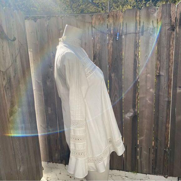 n/nicholas Lace-Trim Long-Sleeve Pintuck Blouse size 4 - Picture 8 of 13